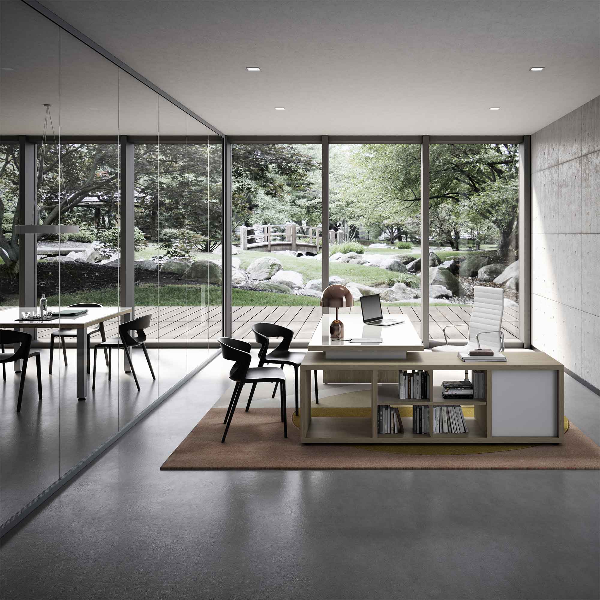 Brera 2.0 Glass – biurko ze szklanym blatem i blendą