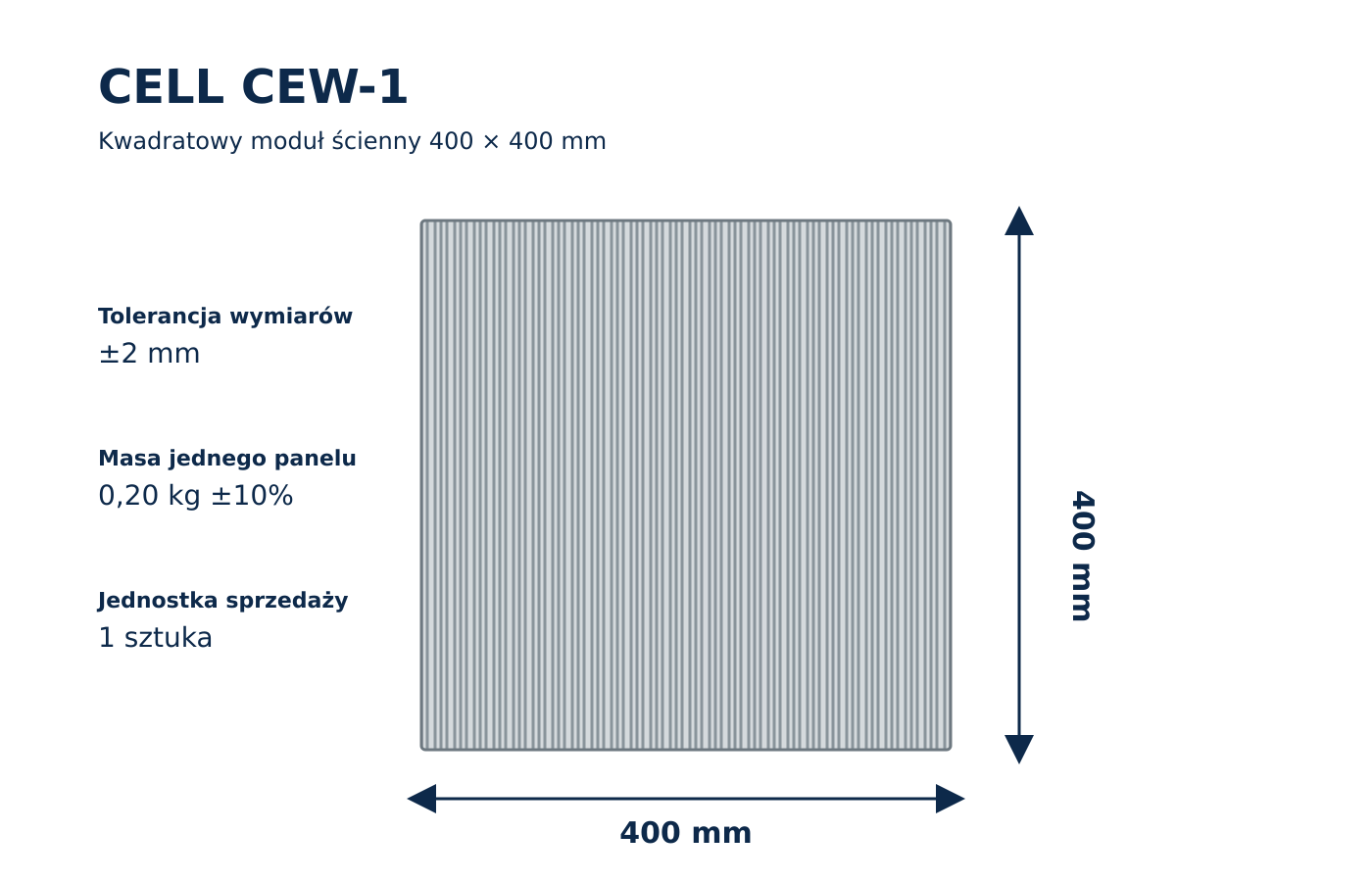 Wymiary panelu ściennego CELL CEW-1 – 400 × 400 mm