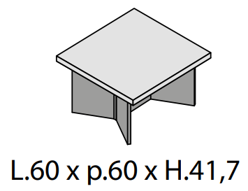 Stolik kawowy Elite — rysunek wariantu kwadratowy, 60 × 60 × 41,7 cm