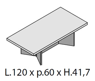 Stolik kawowy Elite — rysunek wariantu prostokątny, 120 × 60 × 41,7 cm