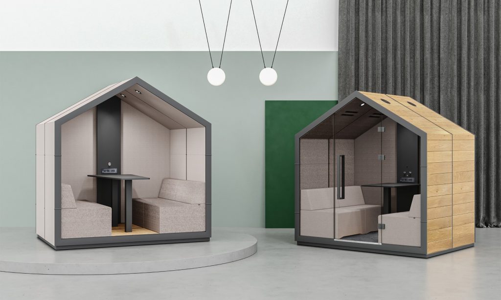 Budki akustyczne 4-osobowe Treehouse z siedziskami i stołem