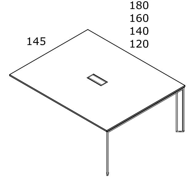 Moduł końcowy Bramante — głębokość 145 cm, długość 120, 140, 160 lub 180 cm; w zestawie dwa jednakowe elementy